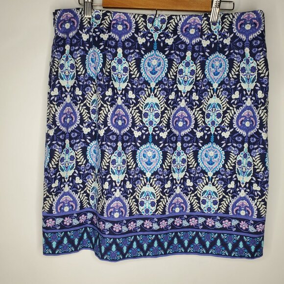 Talbots Womens Pencil Skirt Size 14 Colorful Medallion Abstract Side Zip Career - Picture 2 of 7